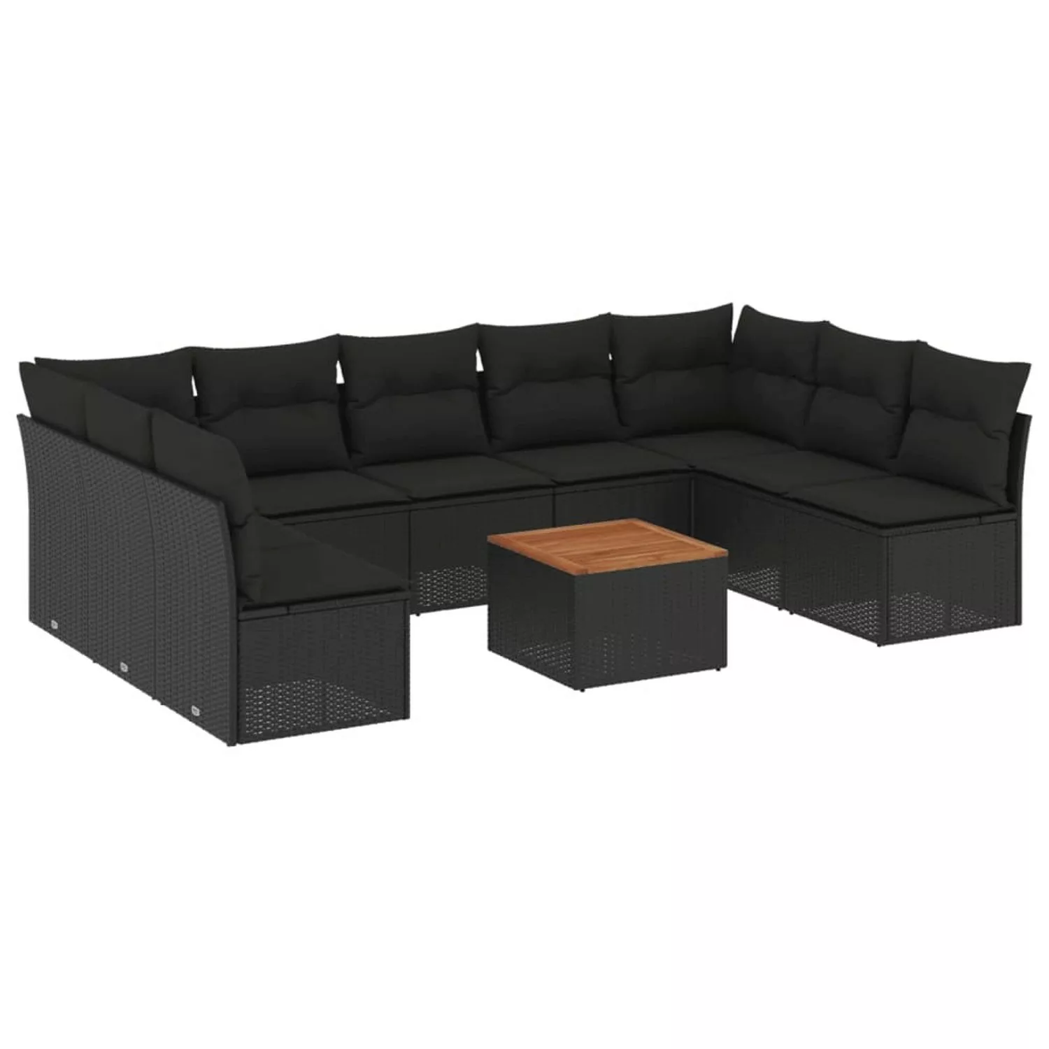 vidaXL 10-tlg Garten-Sofagarnitur mit Kissen Schwarz Poly Rattan Modell 73 günstig online kaufen