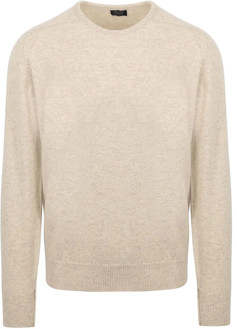 William Lockie O-Auschnitt Pullover Lammwolle Beige - Größe M günstig online kaufen