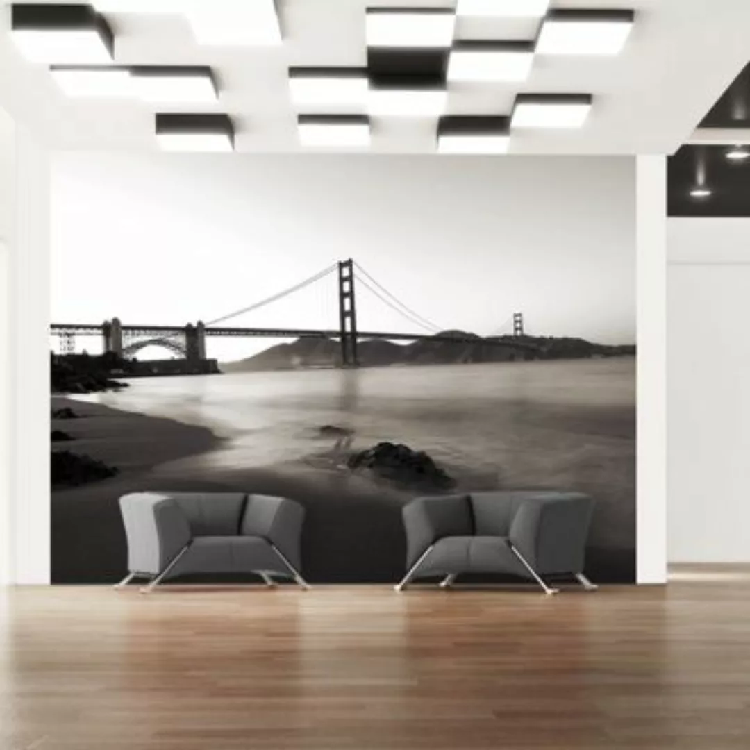 artgeist Fototapete San Francisco: Golden Gate in Schwarz und Weiß schwarz/ günstig online kaufen