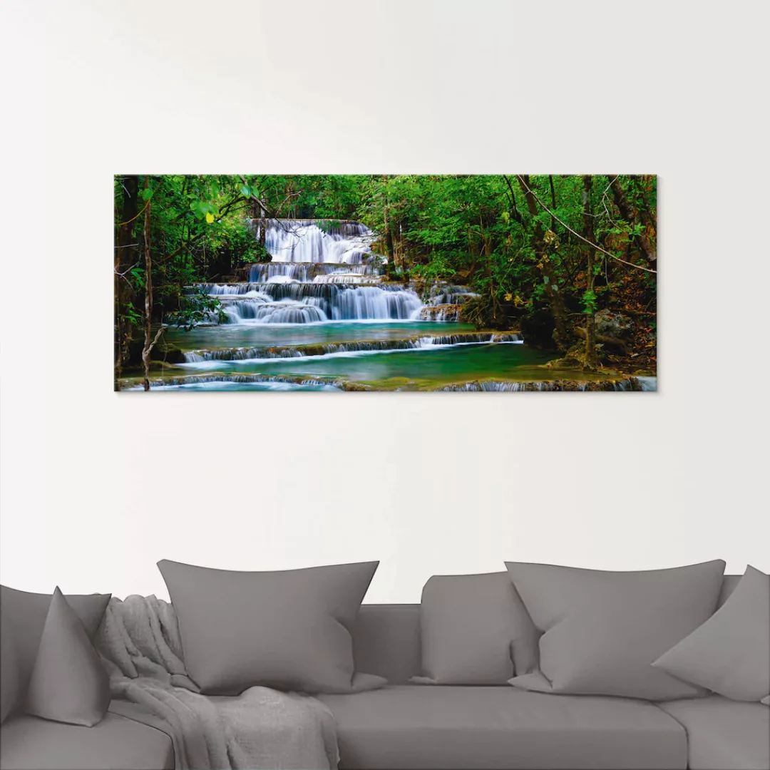 Artland Glasbild "Tiefen Wald Wasserfall", Gewässer, (1 St.) günstig online kaufen