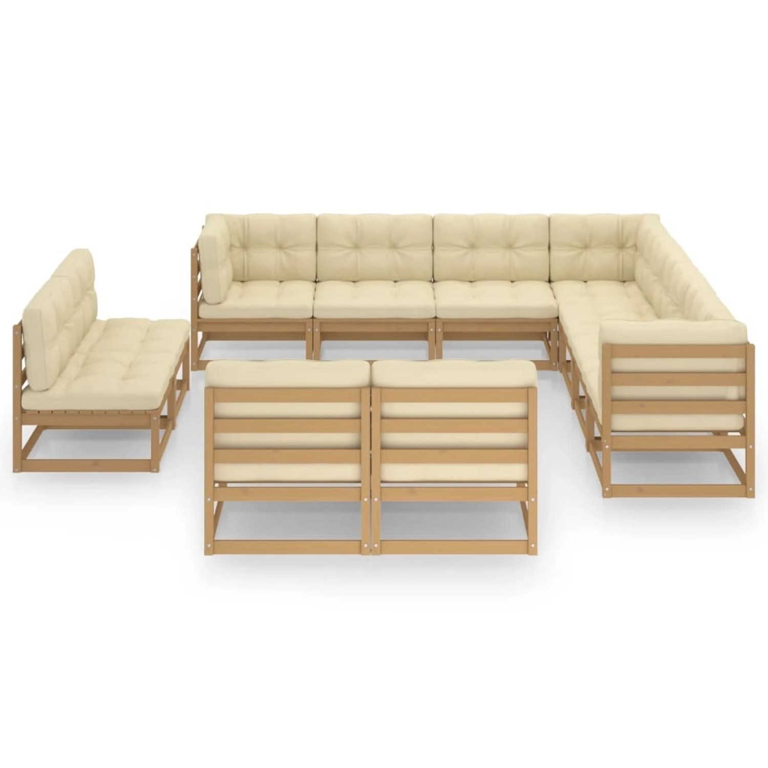 11-tlg. Garten-lounge-set Kissen Honigbraun Kiefer Massivholz günstig online kaufen