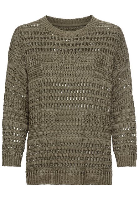 camel active Rundhalspullover mit Lochstrickmuster Pullover_Strickpullover günstig online kaufen