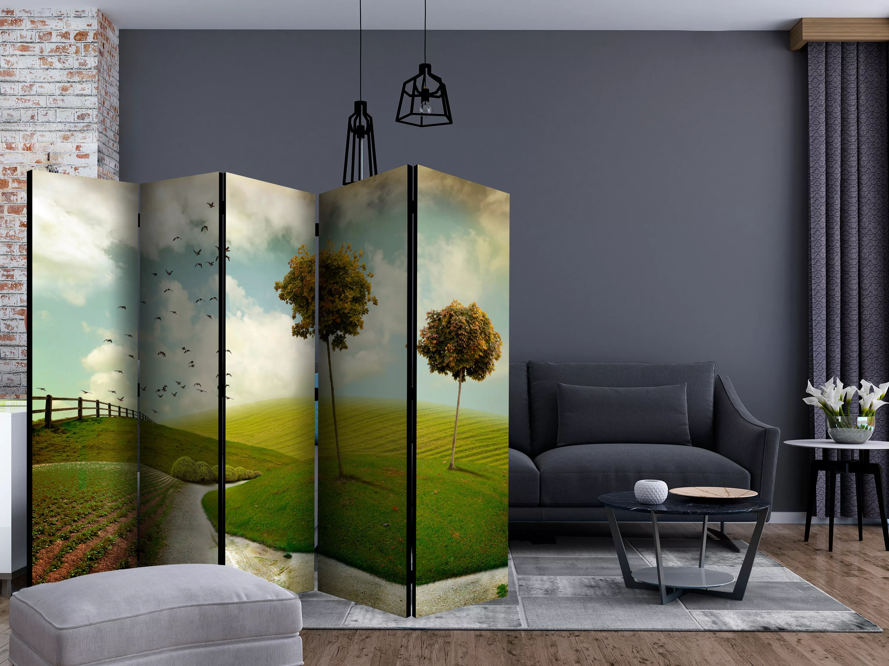 5-teiliges Paravent - Autumn - Landscape Ii [room Dividers] günstig online kaufen