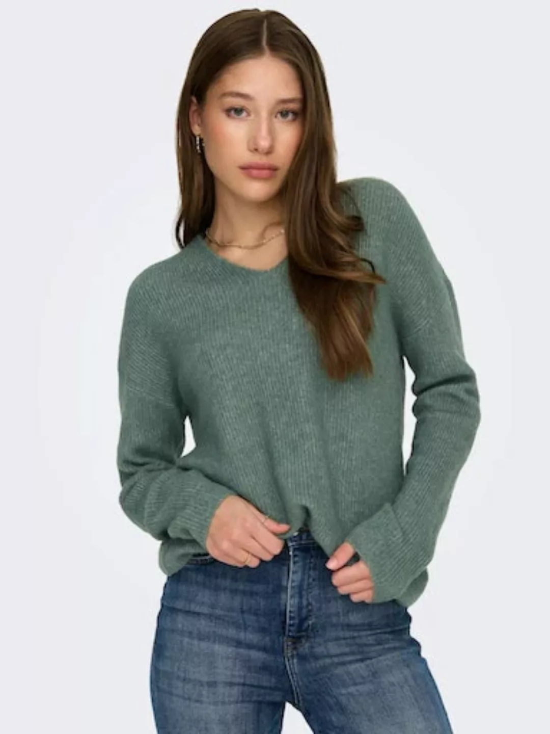 ONLY Strickpullover Warmer Strickpullover Stretch V-Ausschnitt Sweater ONLC günstig online kaufen