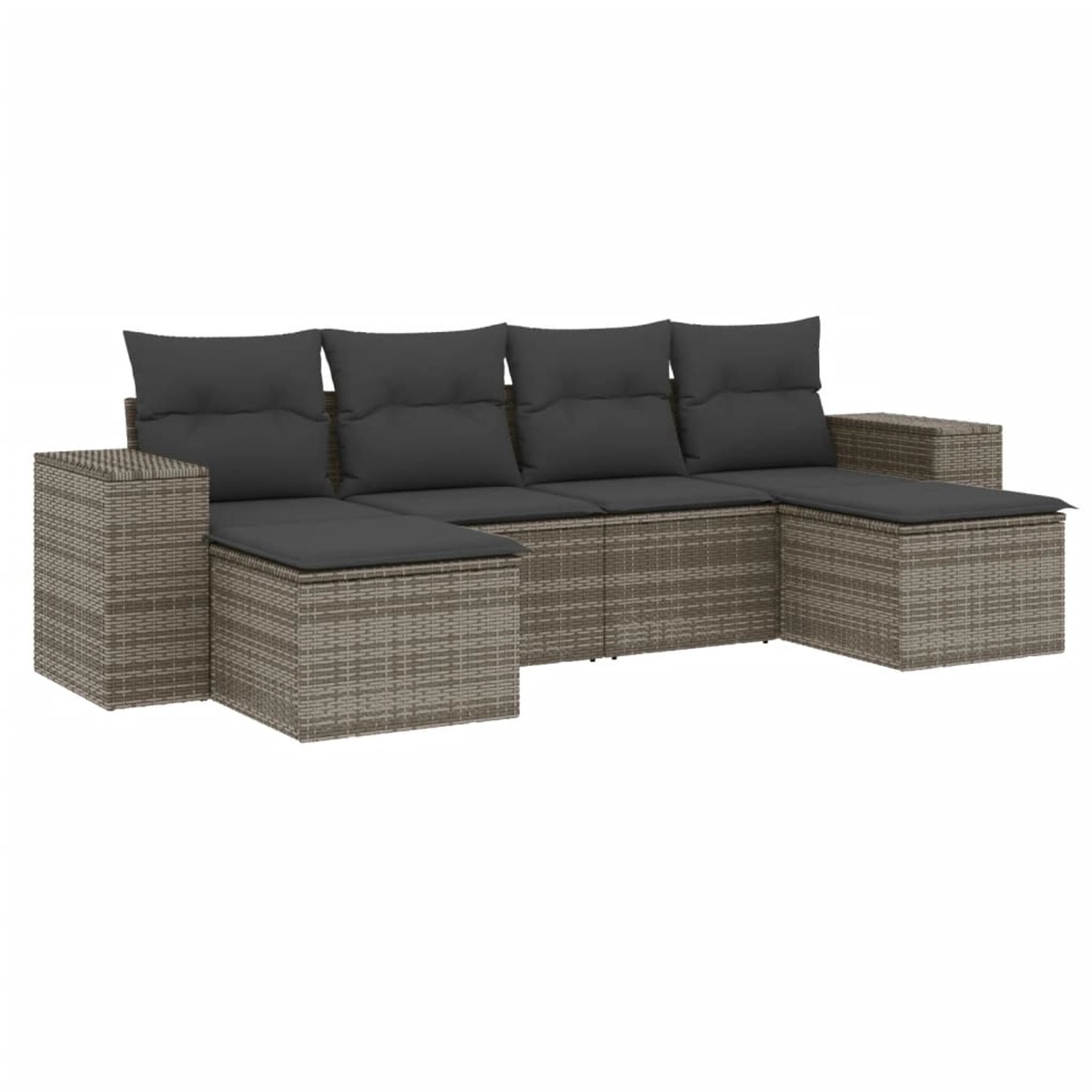 vidaXL 6-Tlg Garten-Sofagarnitur mit Kissen Grau Poly Rattan 3255257 günstig online kaufen
