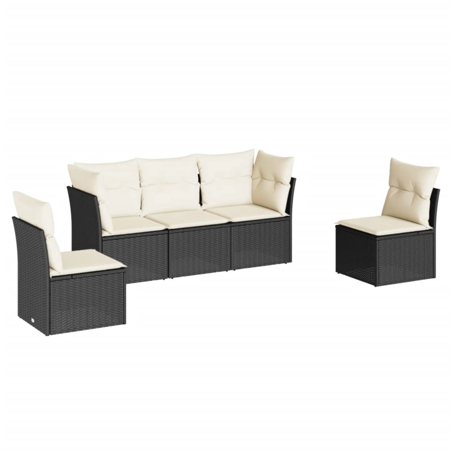 vidaXL 5-Tlg Garten-Sofagarnitur mit Kissen Schwarz Poly Rattan 3249185 günstig online kaufen