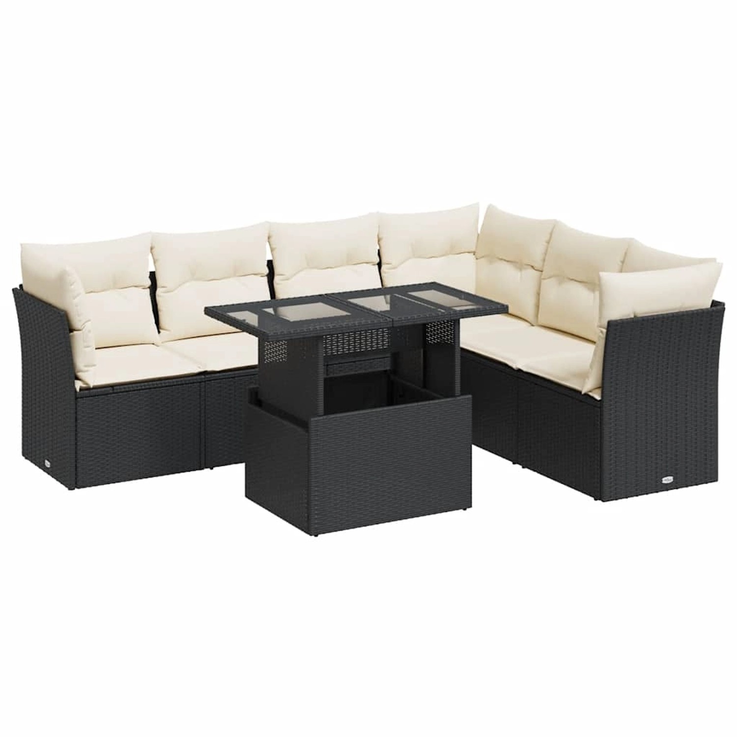 vidaXL 7-Tlg Garten-Sofagarnitur mit Kissen Schwarz Poly Rattan 3326167 günstig online kaufen
