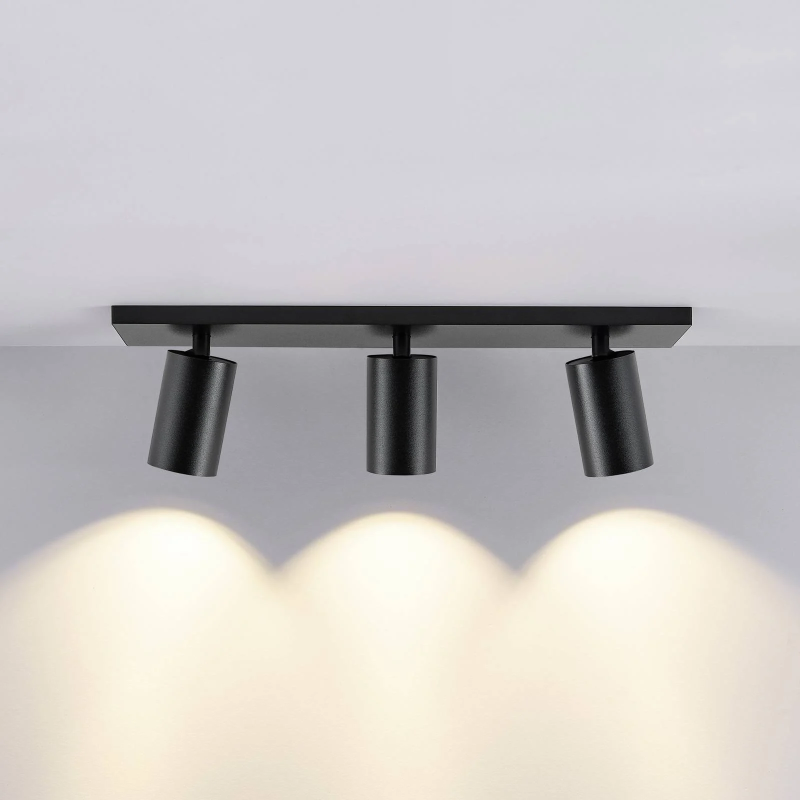 Deckenspot CAN TILT, schwarz, 48 x 9 cm, 3-flg., Metall GU10 günstig online kaufen