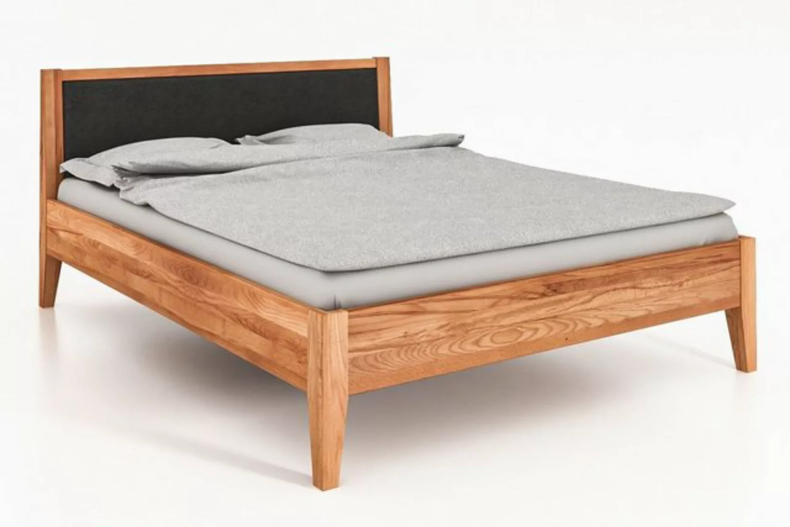 byoak Bett ODYS 140 x 220 aus Massivholz, mit Polsterkopfteil, Naturgeölt günstig online kaufen