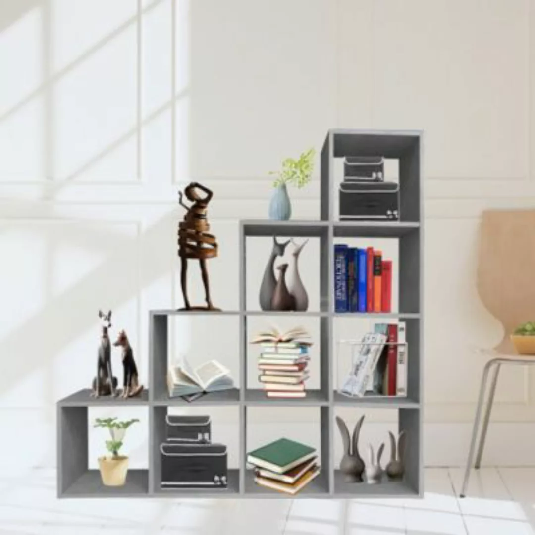 Mucola Bücherregal Standregal Raumteiler Treppenregal 10 Fächer Stufenregal günstig online kaufen