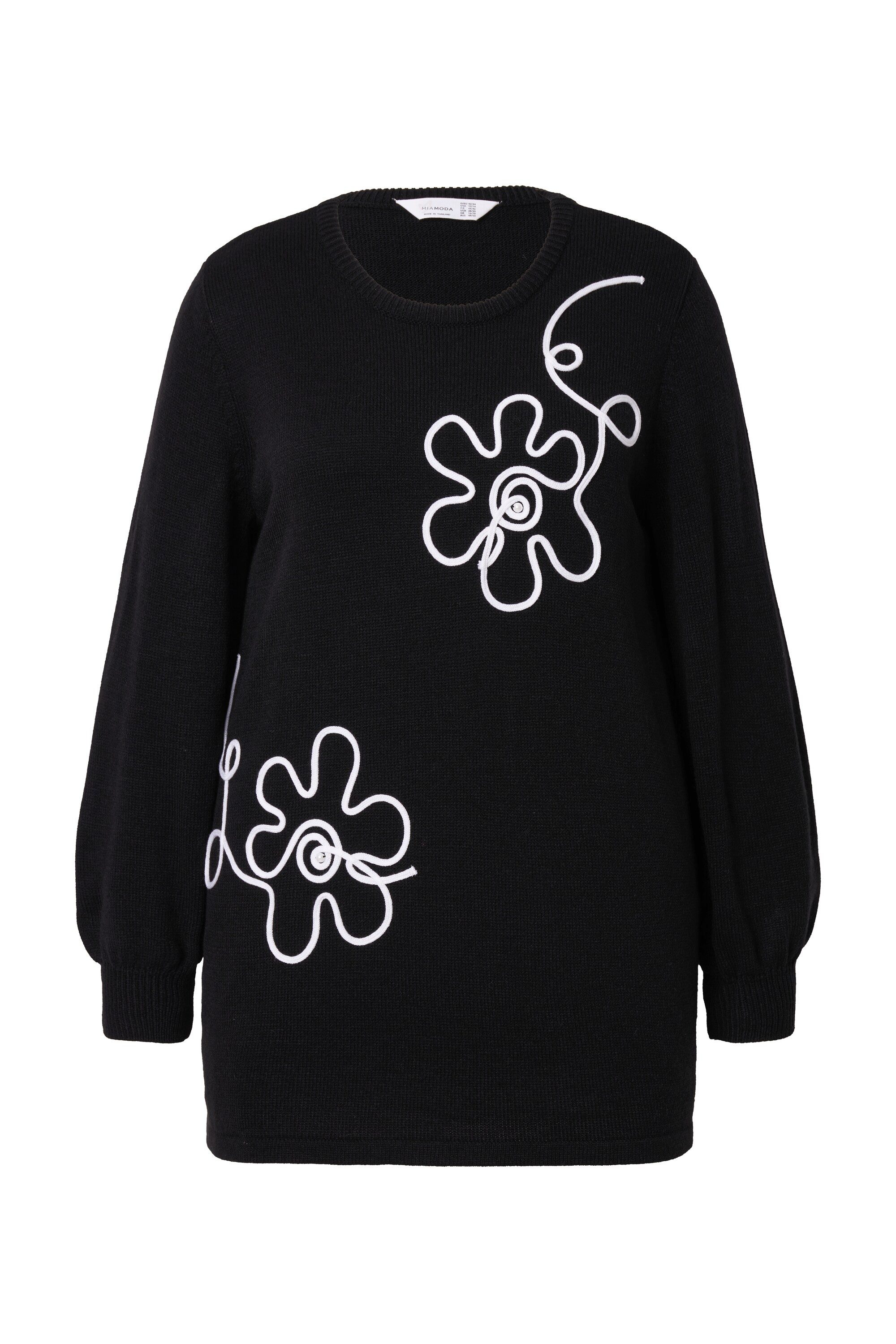 MIAMODA Strickpullover Pullover Blumen Ballon-Langarm günstig online kaufen
