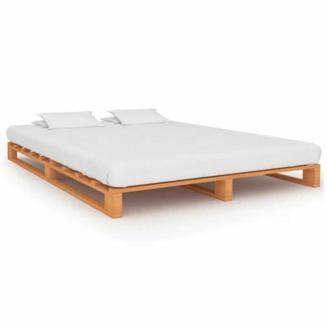 furnicato Bettgestell Palettenbett Braun Massivholz Kiefer 200×200 cm (1-tl günstig online kaufen