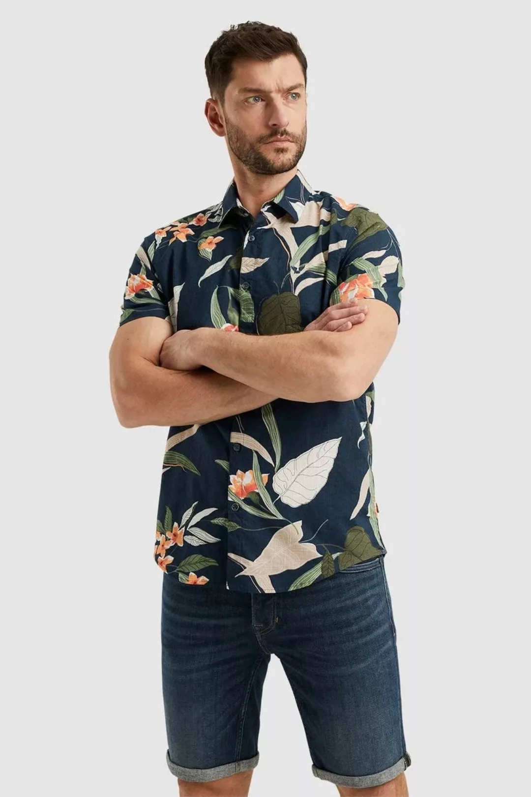 PME Legend Short Sleeve Hemd Druck Navy - Größe M günstig online kaufen