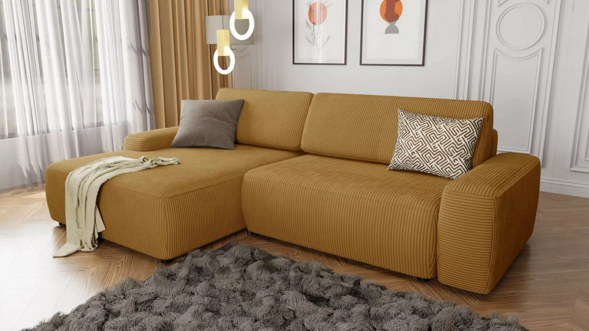 S-Style Möbel Ecksofa Asher Ecksofa mit Schlaffunktion und Bettkasten in Co günstig online kaufen