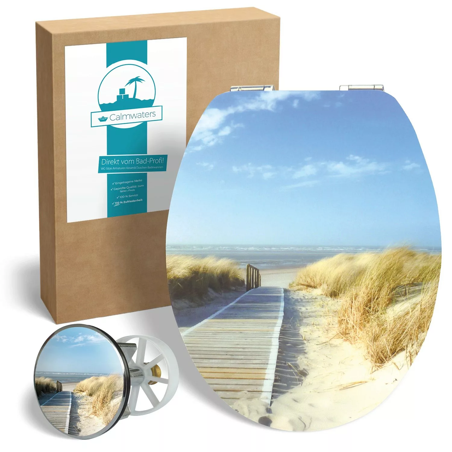 Calmwaters WC Sitz Motiv Strandweg Set Waschbeckenstöpsel Absenkautomatik 9 günstig online kaufen