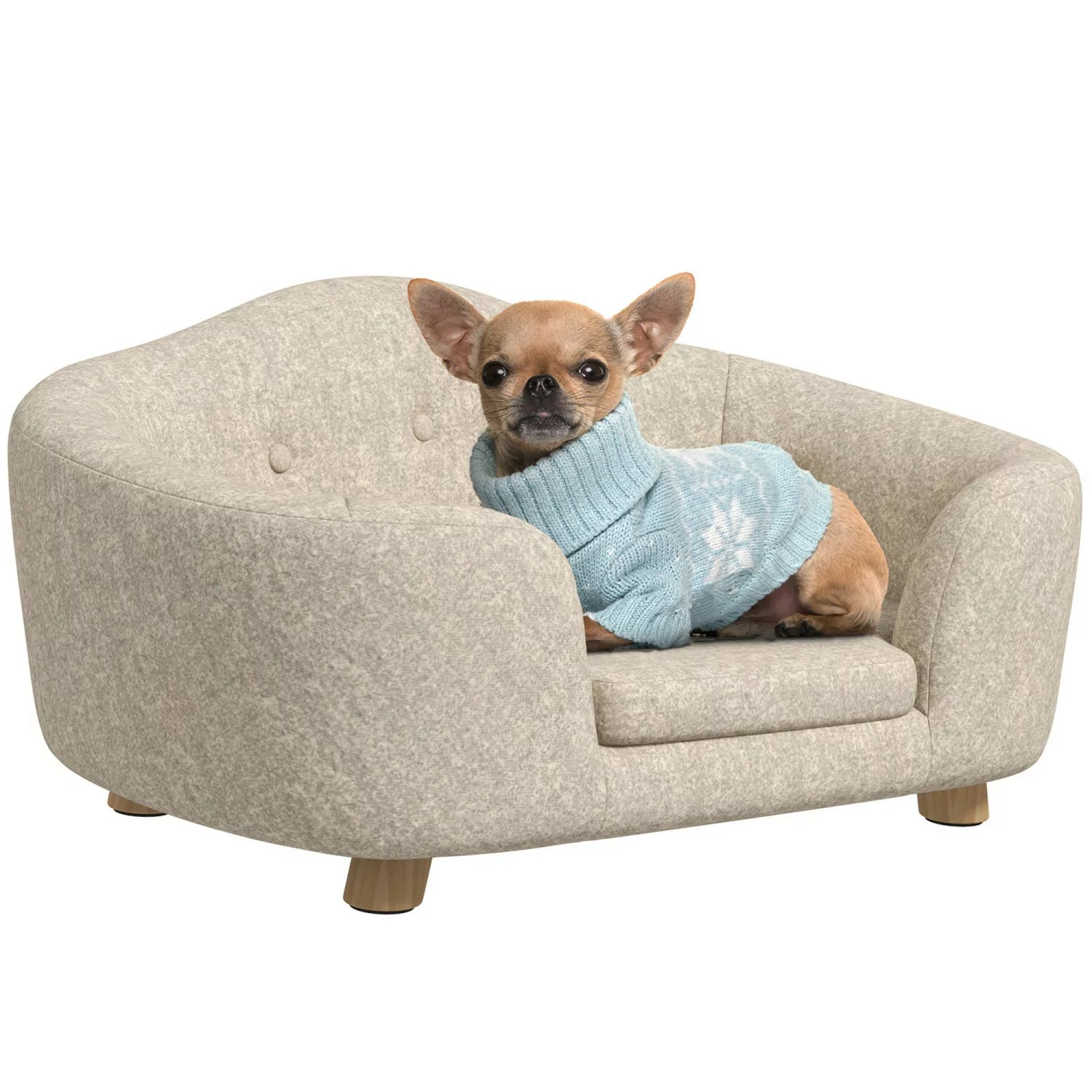 PawHut Hundebett weiß Kiefer B/H/L: ca. 47x30x70 cm günstig online kaufen