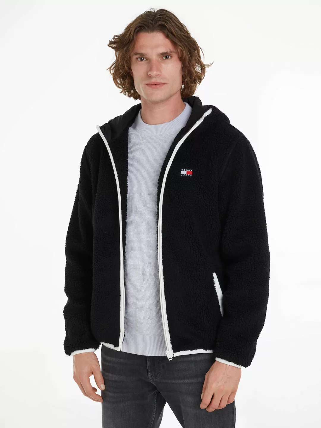 Tommy Jeans Plus Sweatjacke "TJM REG BADGE TEDDY ZIP TRU EXT", Große Größen günstig online kaufen