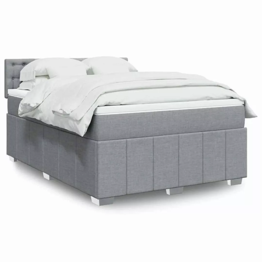 vidaXL Boxspringbett, Boxspringbett mit Matratze Hellgrau 140x200 cm Stoff günstig online kaufen