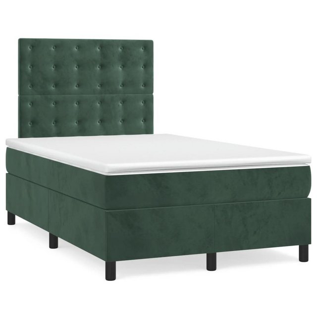 vidaXL Boxspringbett, Boxspringbett mit Matratze Dunkelgrün 120x200 cm Samt günstig online kaufen