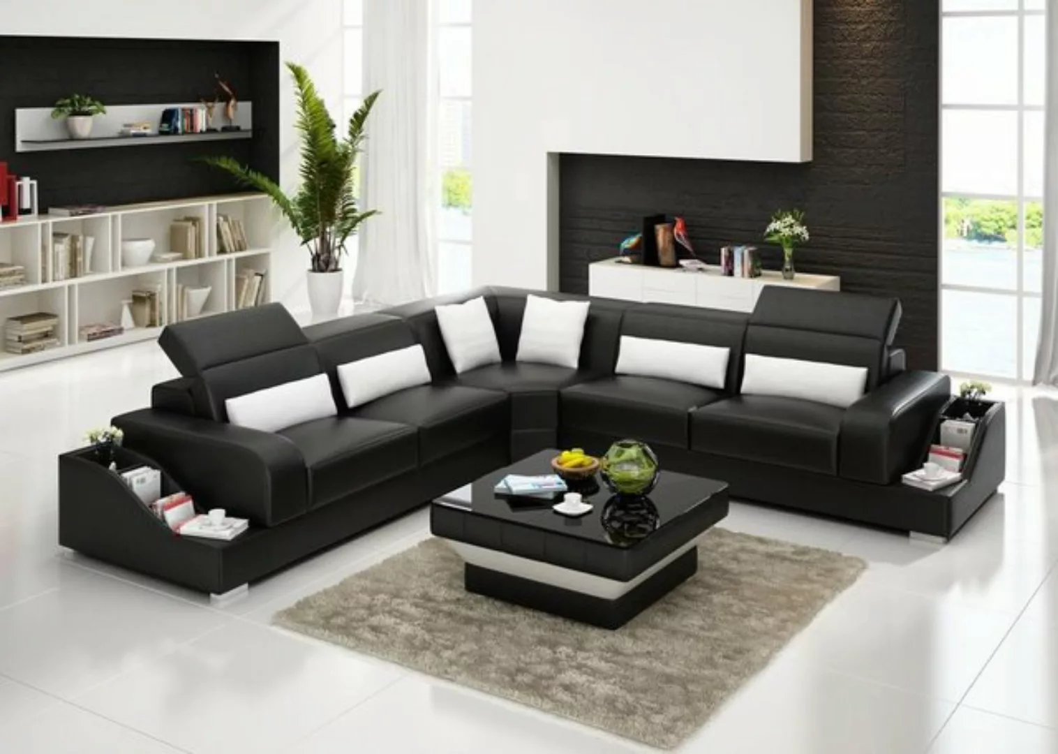 Xlmoebel Ecksofa Leder-Ecksofa in Weiß mit Couch, Polsterung und Sitzfläche günstig online kaufen