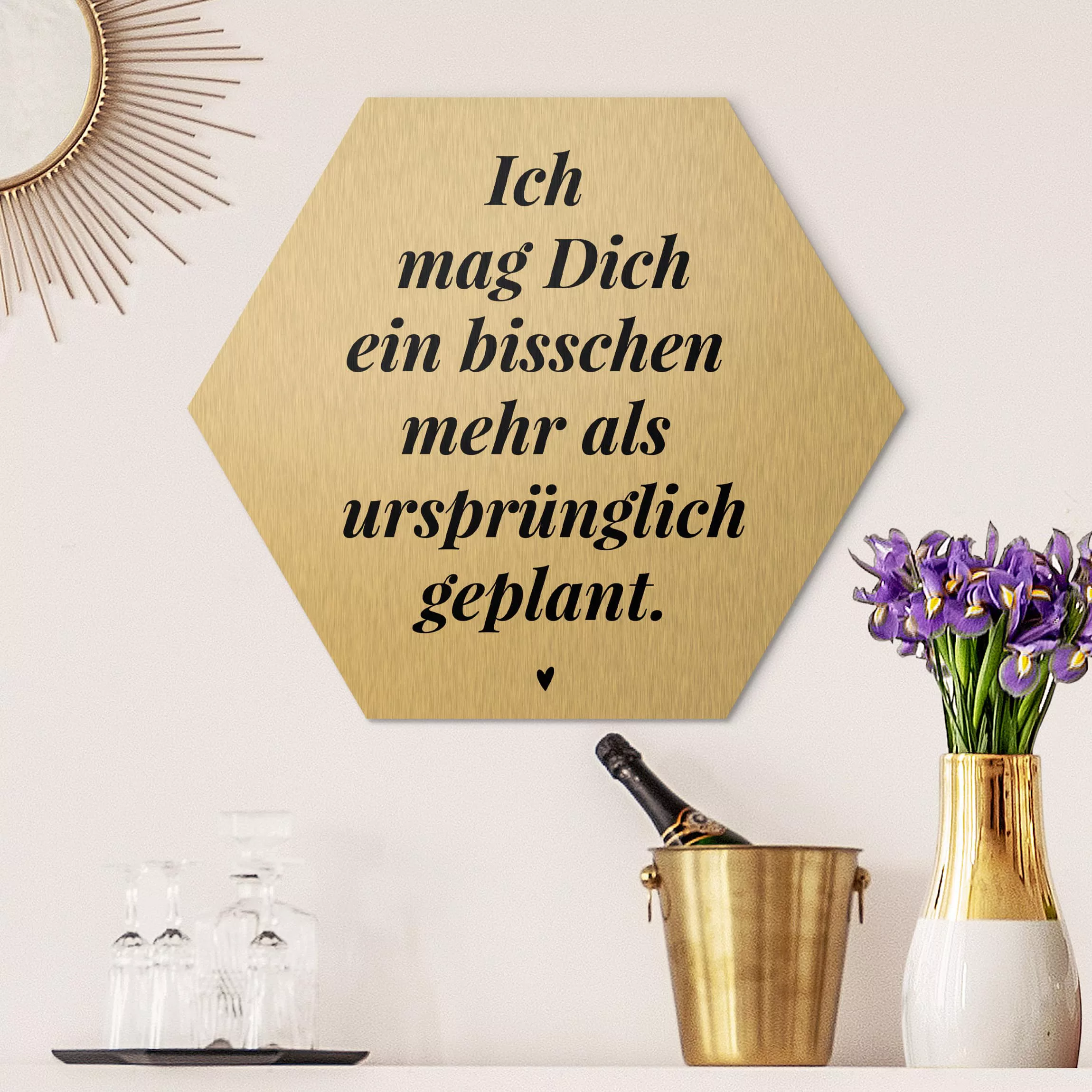 Hexagon-Alu-Dibond Bild Spruch Ich mag Dich ein bisschen mehr günstig online kaufen