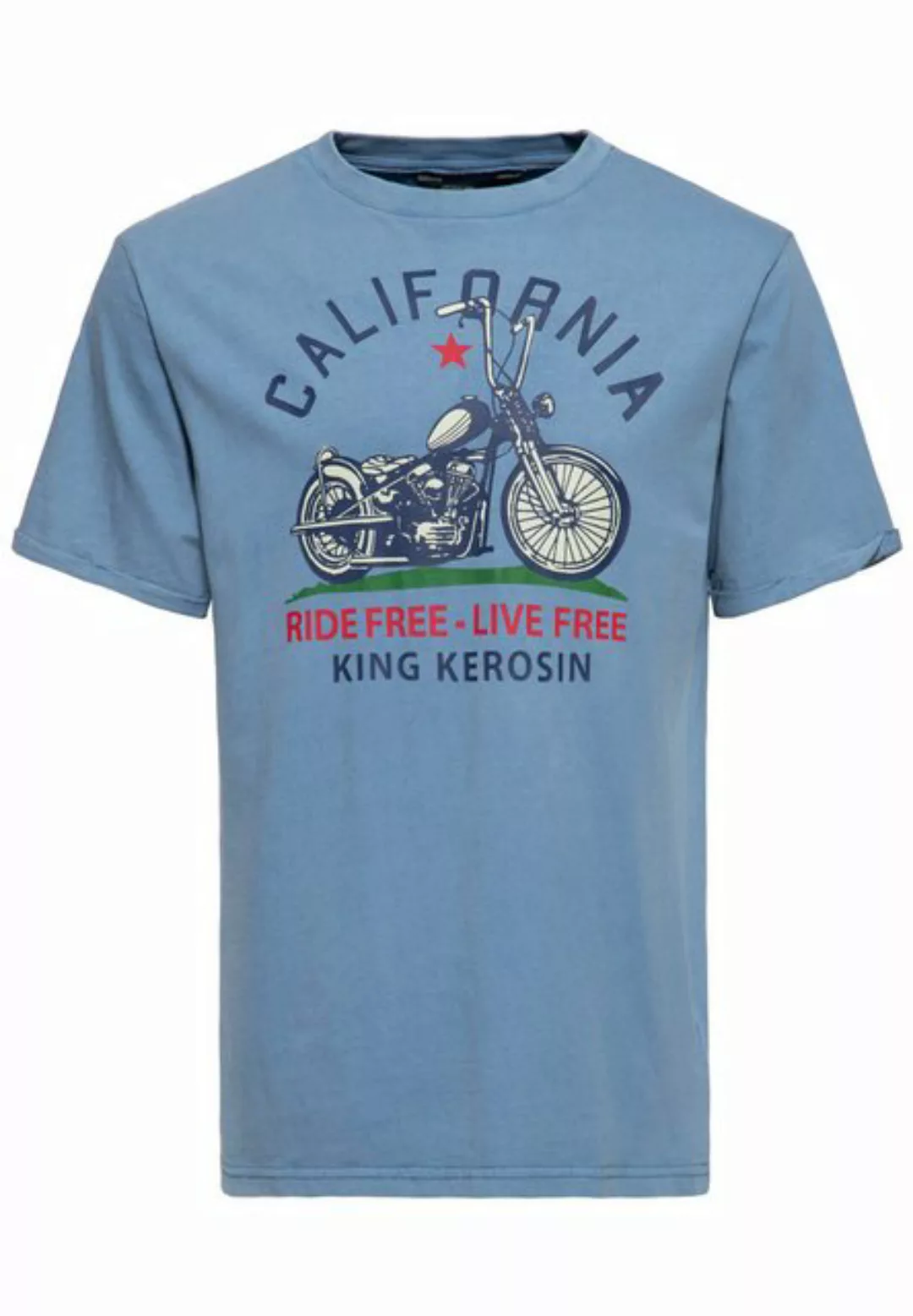 KingKerosin Print-Shirt California (1-tlg) im Used-Look günstig online kaufen