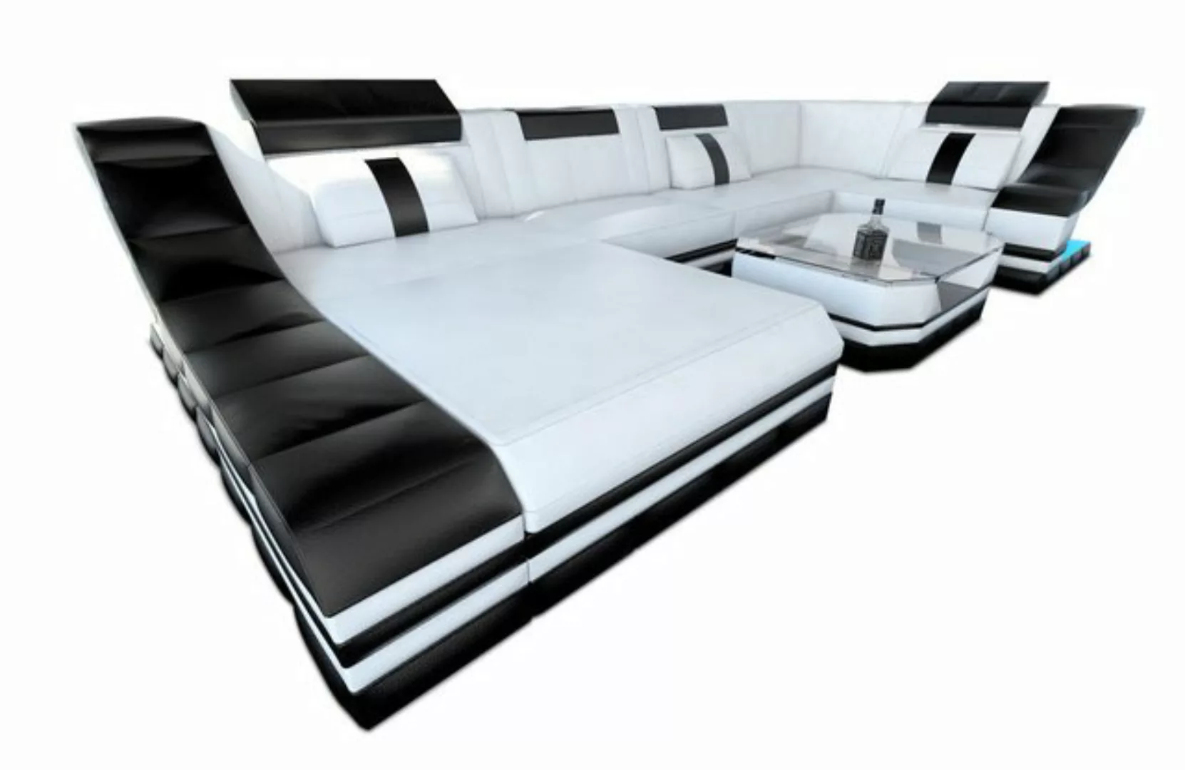 Sofa Dreams Wohnlandschaft Ledersofa Ledercouch Turino U Form Leder Sofa, C günstig online kaufen