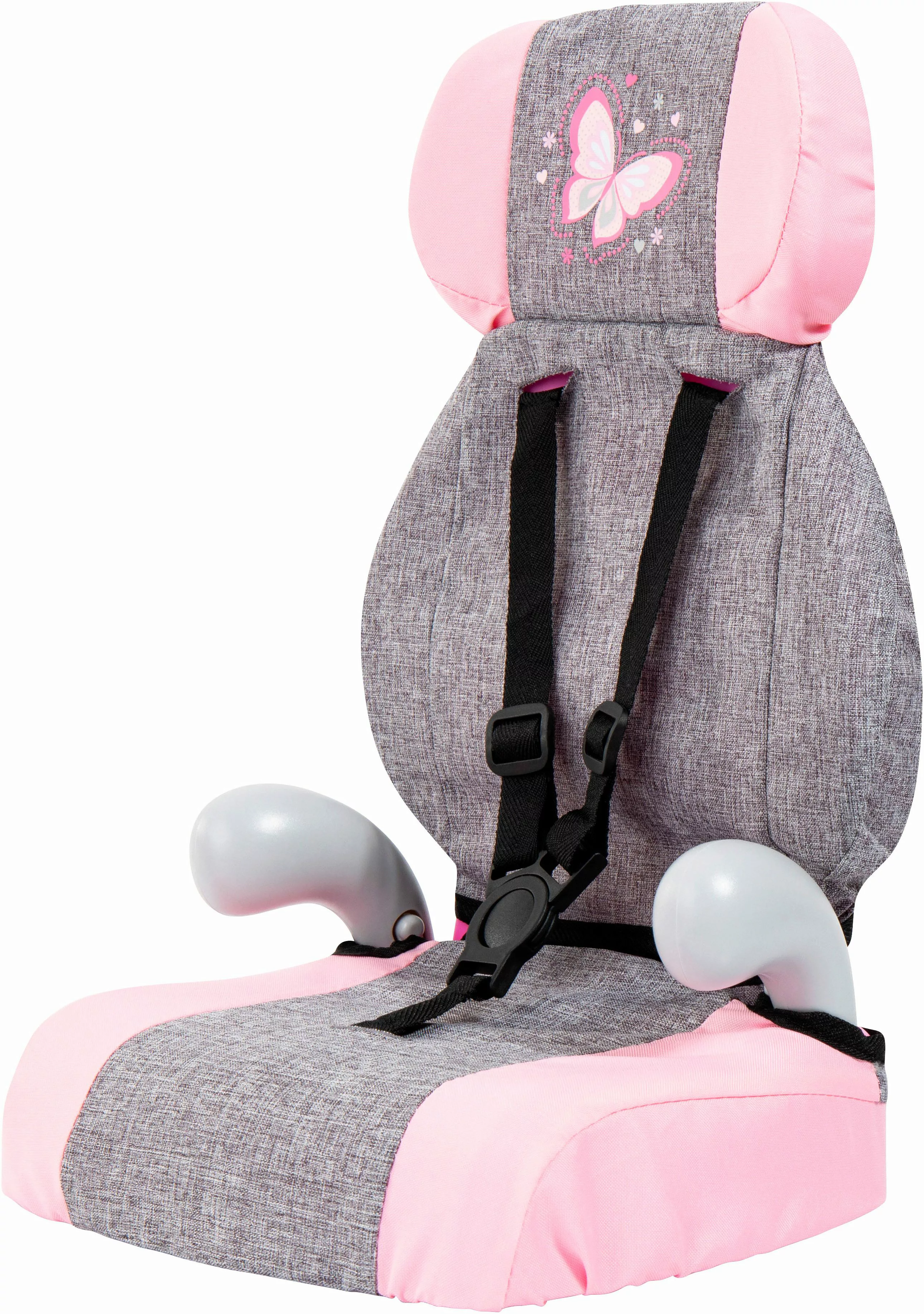 Bayer Puppen Autositz Deluxe grau/rosa Schmetterling günstig online kaufen