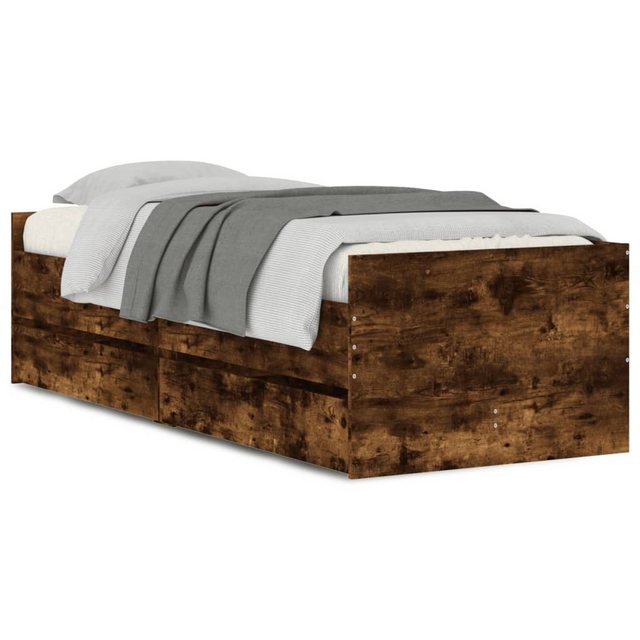 furnicato Bettgestell Bett mit Schubladen Räuchereiche 75x190 cm (1-tlg) günstig online kaufen