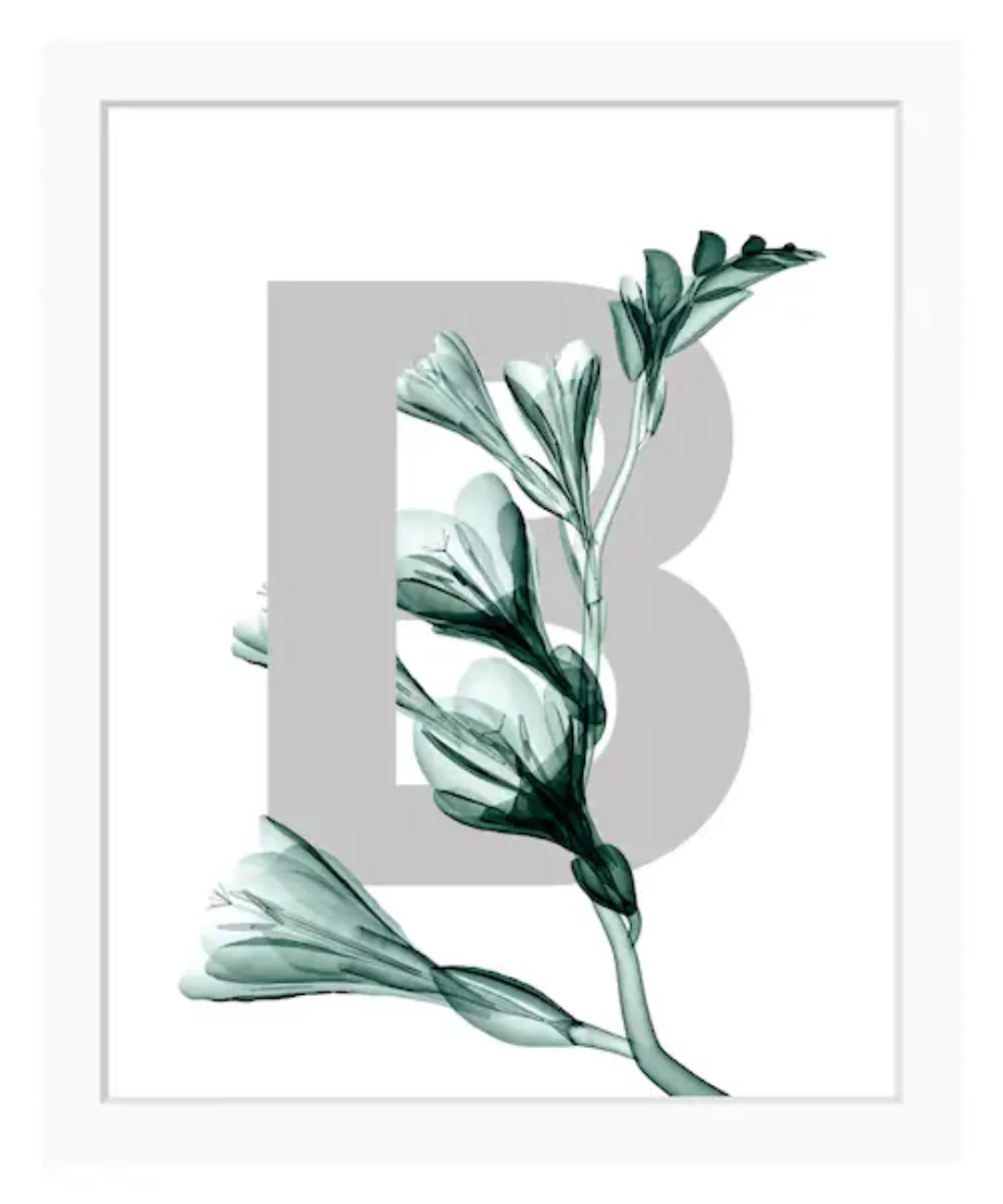 queence Bild »B-Flower 2.0«, Buchstaben, Blume, Blätter, gerahmt günstig online kaufen