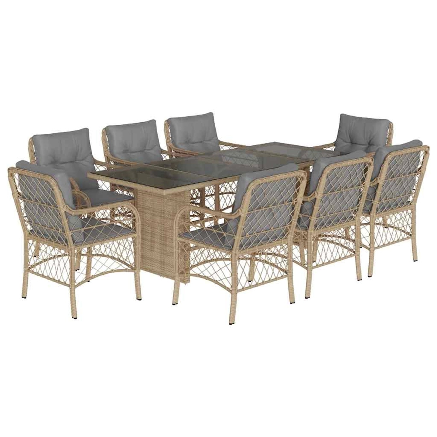 vidaXL 9-Tlg Garten-Essgruppe mit Kissen Beigemischung Poly Rattan 3212065 günstig online kaufen
