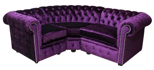 Xlmoebel Ecksofa L-förmiges Chesterfield-Sofa mit Samtbezug in lila Farbe, günstig online kaufen