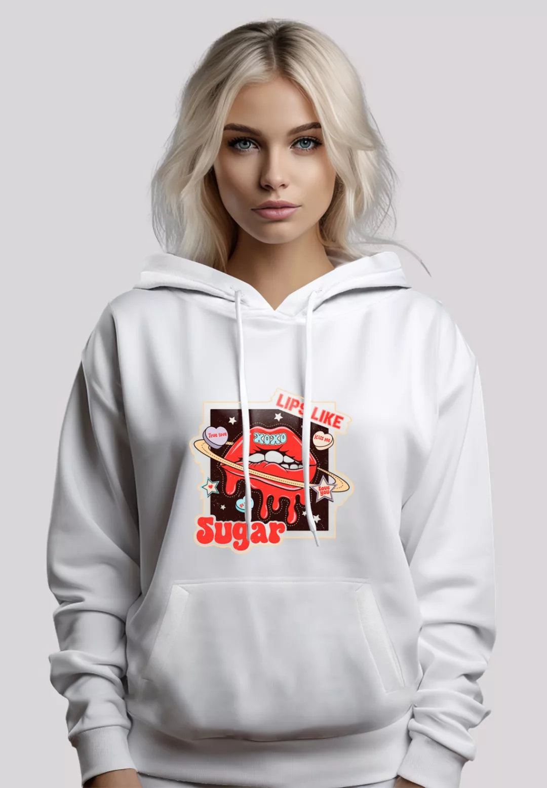 F4NT4STIC Kapuzenpullover "Lips like sugar retro fashion Valentinstag", Pre günstig online kaufen