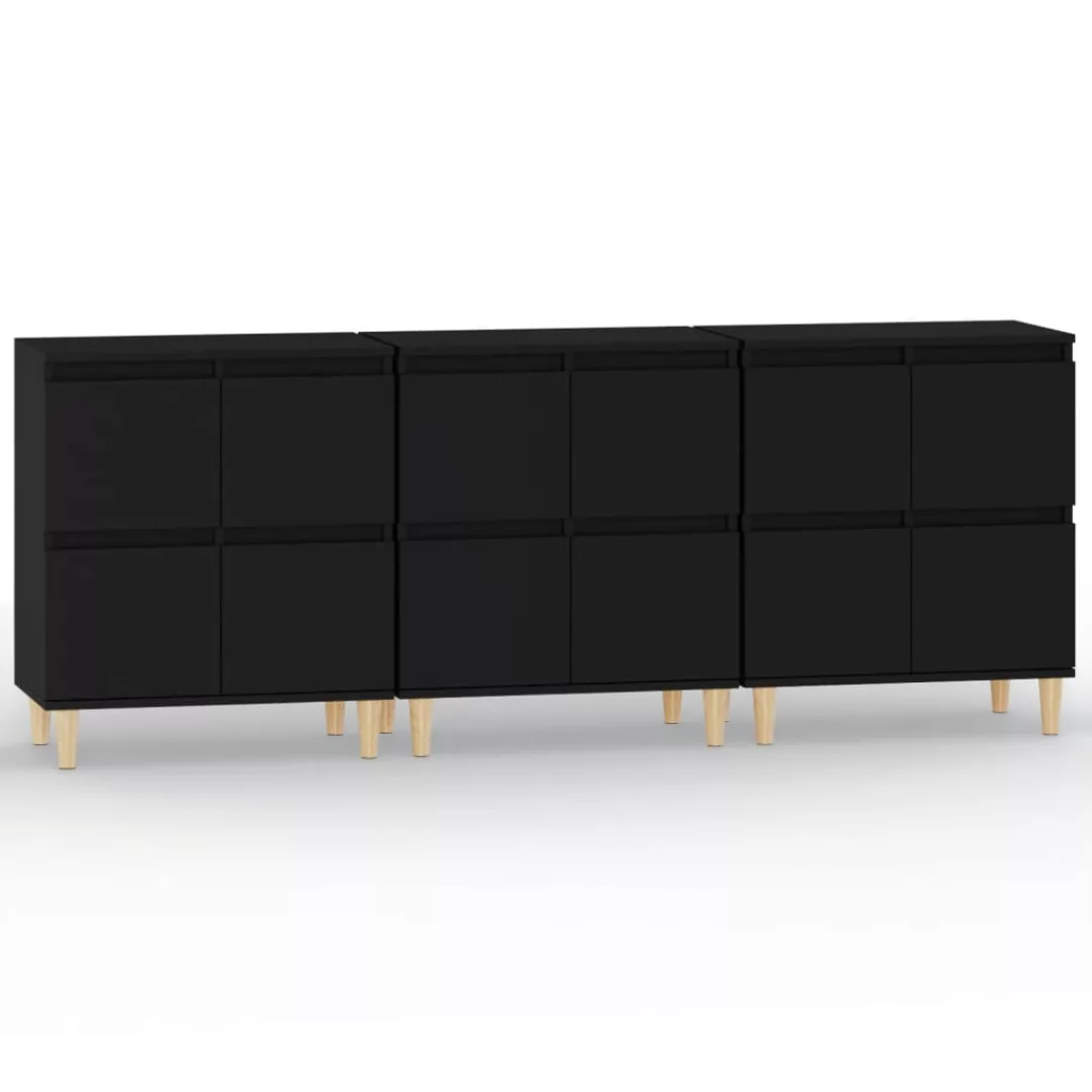 Vidaxl Sideboards 3 Stk. Schwarz 60x35x70 Cm Holzwerkstoff günstig online kaufen