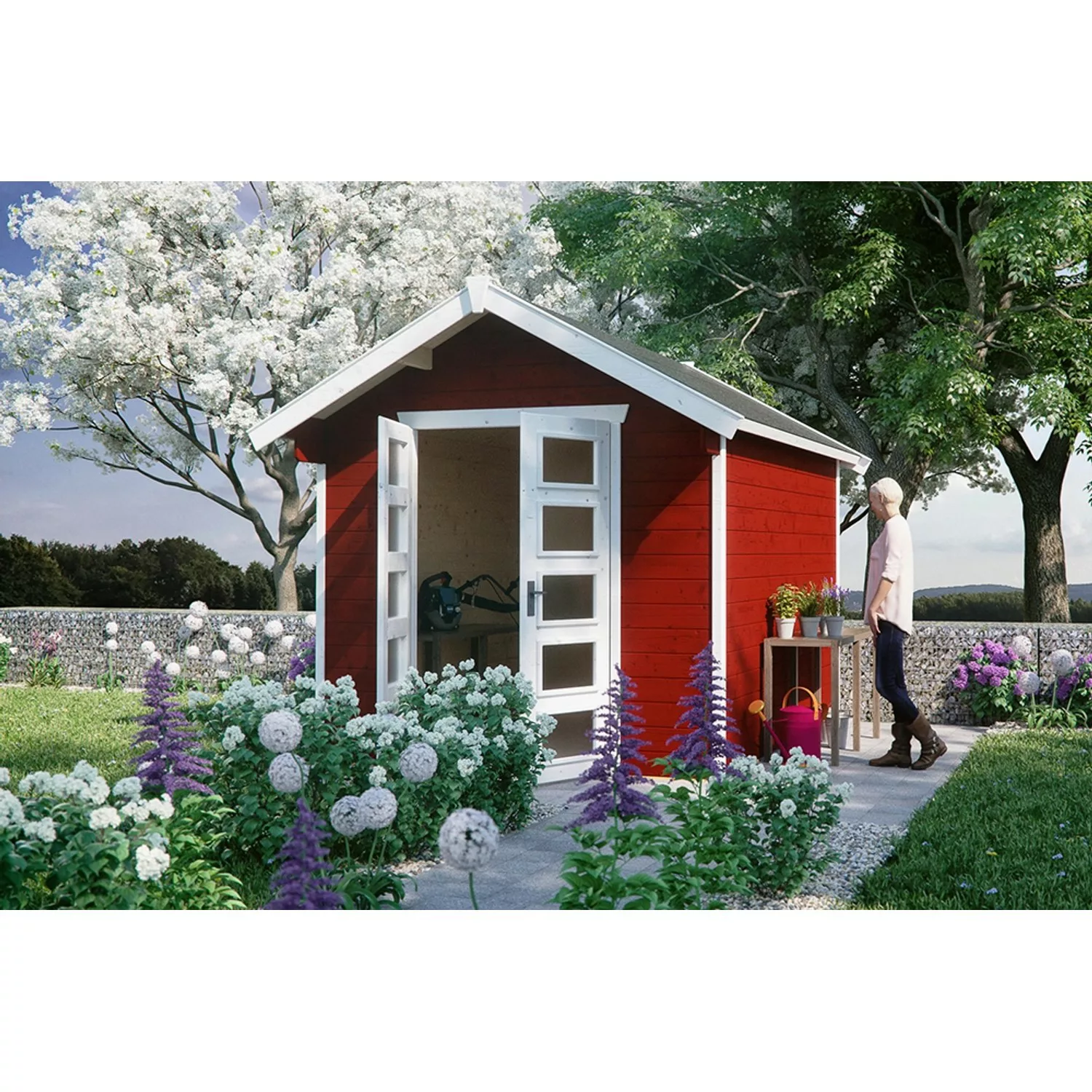Skan Holz Holz-Gartenhaus Hengelo Schwedenrot 250 cm x 300 cm günstig online kaufen