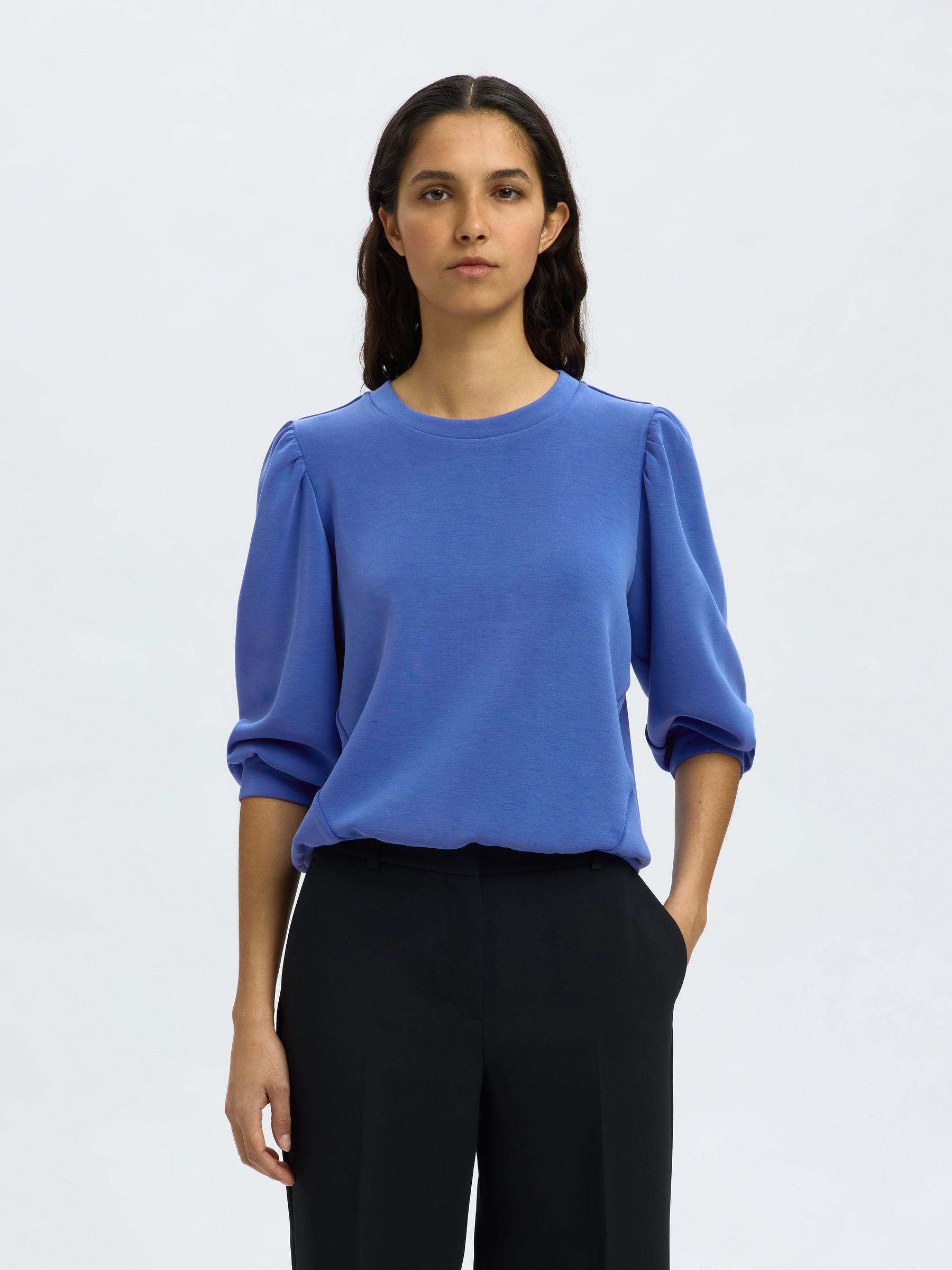 SELECTED FEMME Blusenshirt locker geschnitten Rundhalsausschnitt günstig online kaufen