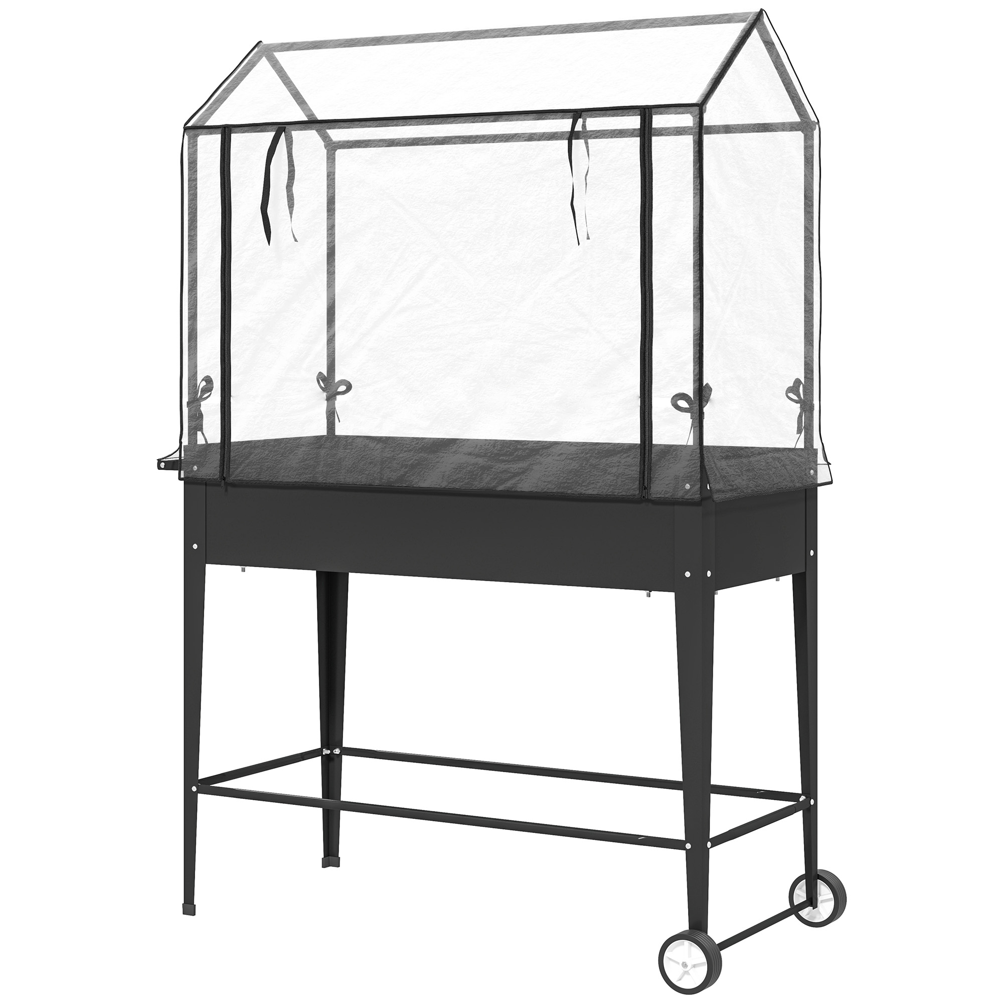 Outsunny Erhöhtes Gartenbeet mit PVC-Abdeckung, Pflanzbeet auf Rädern, roll günstig online kaufen