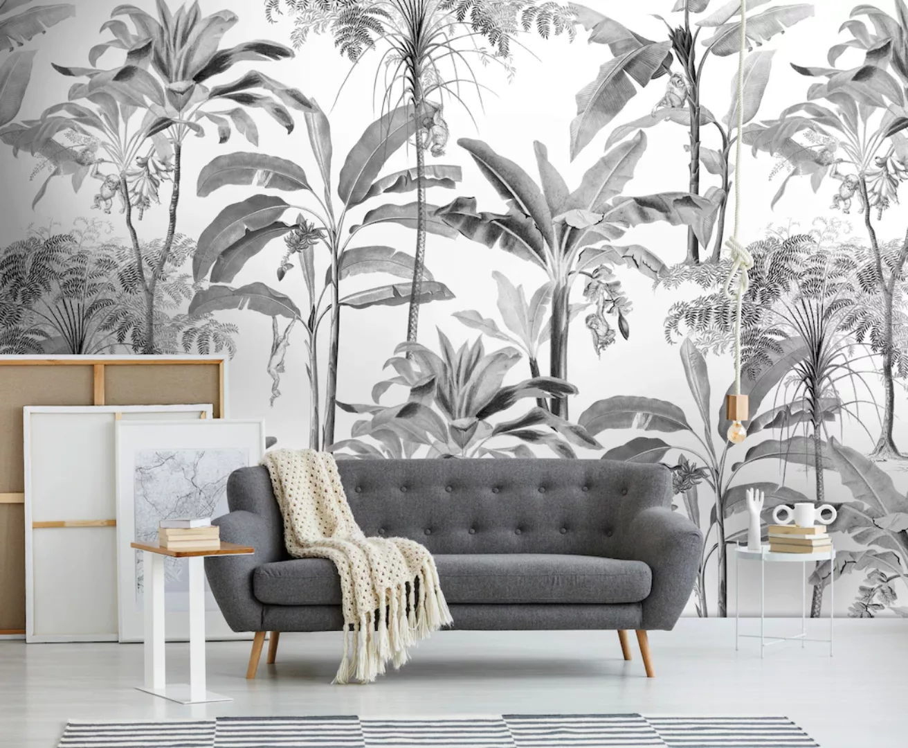 Art for the home Fototapete »Milou«, botanisch, Grau - 300x280cm günstig online kaufen