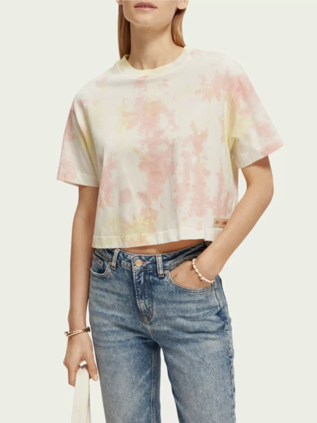 Scotch & Soda Cropped T-Shirt im Loose Fit mit „Tie-Dye“-Effekt günstig online kaufen
