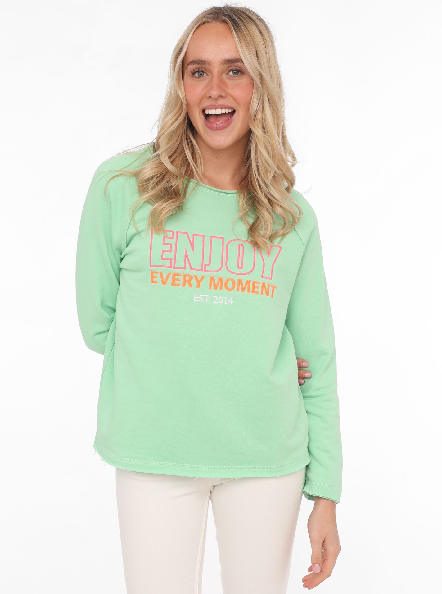 Zwillingsherz Sweatshirt "Enjoy" mit Used-Look Kanten günstig online kaufen