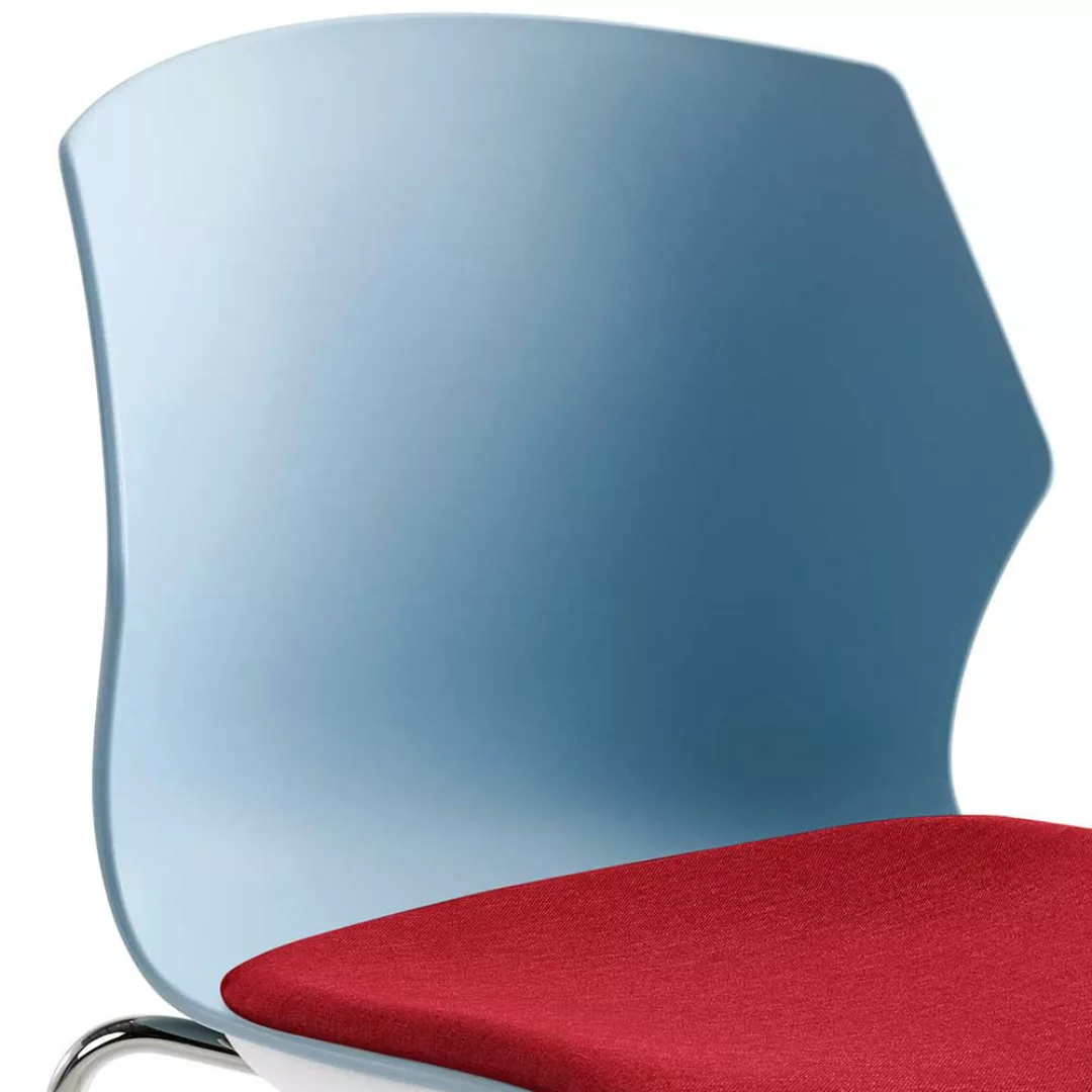 Kunststoff Küchenstuhl in Blaugrau und Rot Made in Germany günstig online kaufen