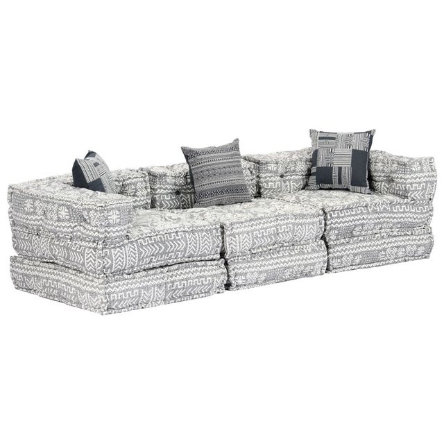 vidaXL Sofa 3-Sitzer Modularer Pouf Hellgrau Stoff günstig online kaufen