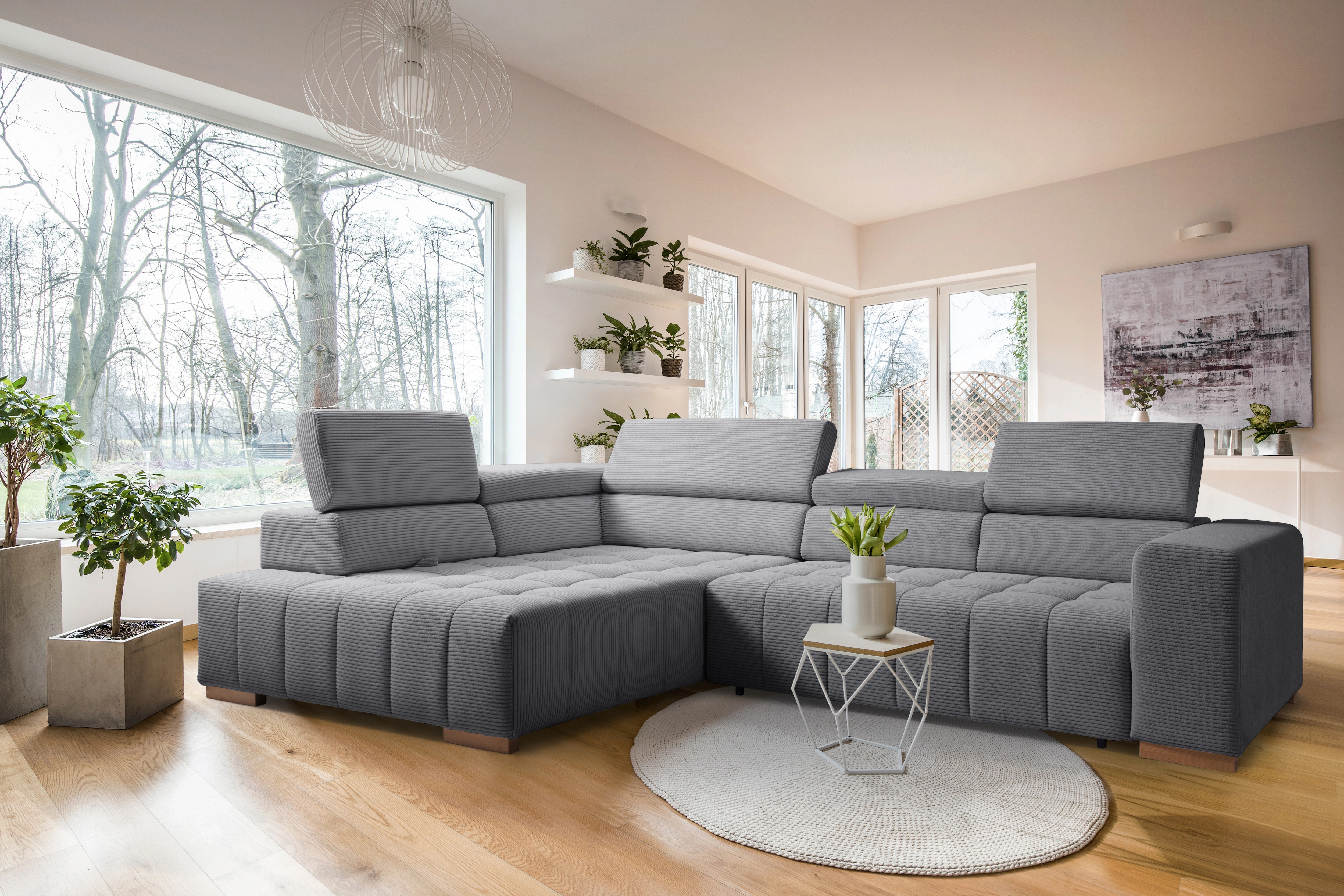 exxpo - sofa fashion Ecksofa "Elianos, hoher Sitzkomfort, aufwendige Kreuzs günstig online kaufen