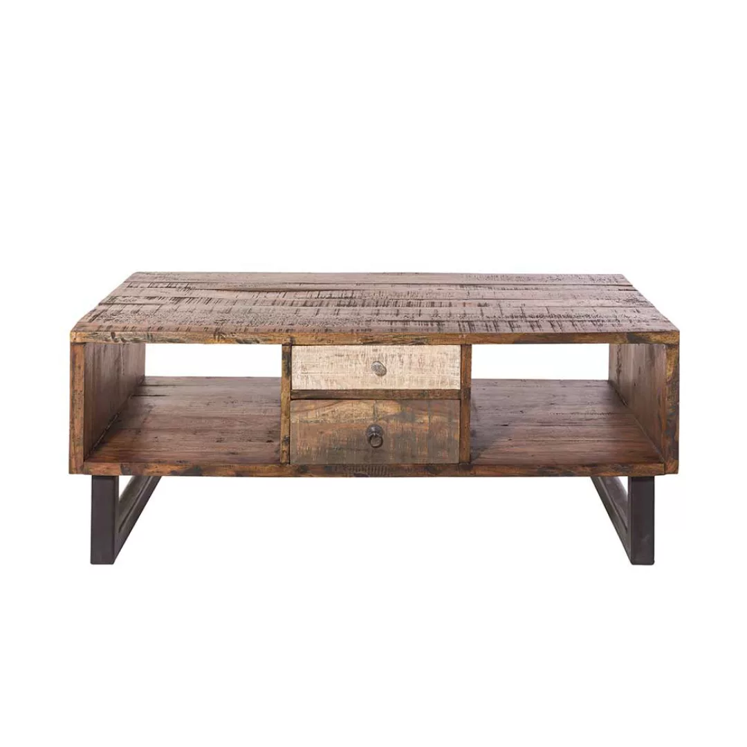 Wohnzimmer Tisch aus Mangobaum Massivholz sandgestrahlt günstig online kaufen