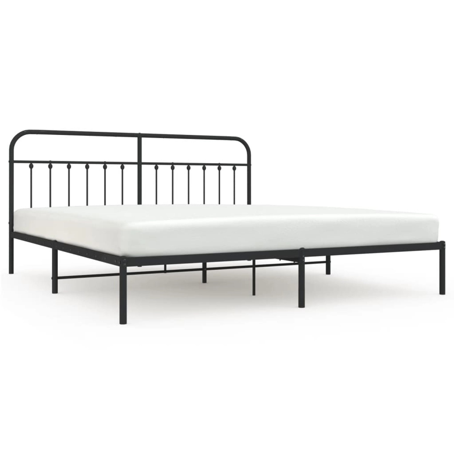 vidaXL Bettgestell, Bettrahmen mit Kopfteil Metall Schwarz 193x203 cm günstig online kaufen