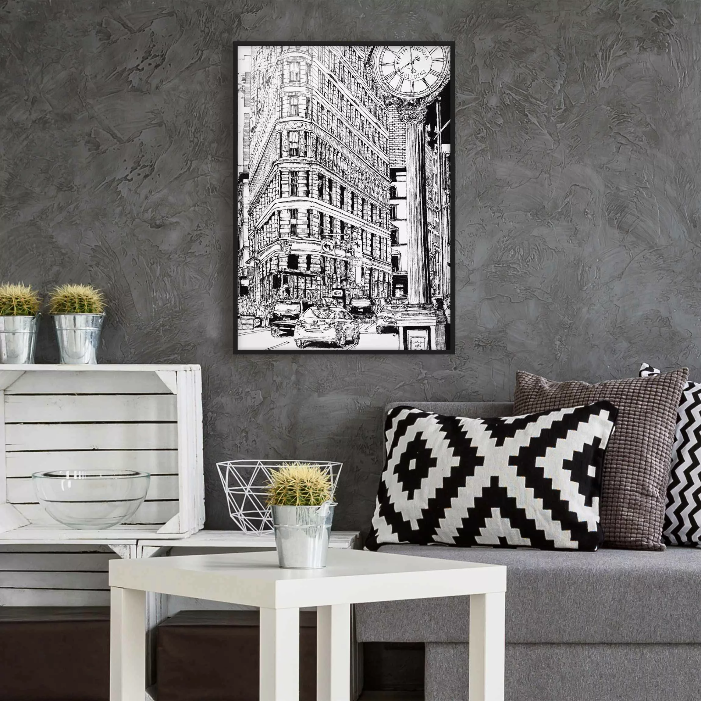 Bild mit Rahmen Architektur & Skyline - Hochformat Stadtstudie - Flatiron B günstig online kaufen