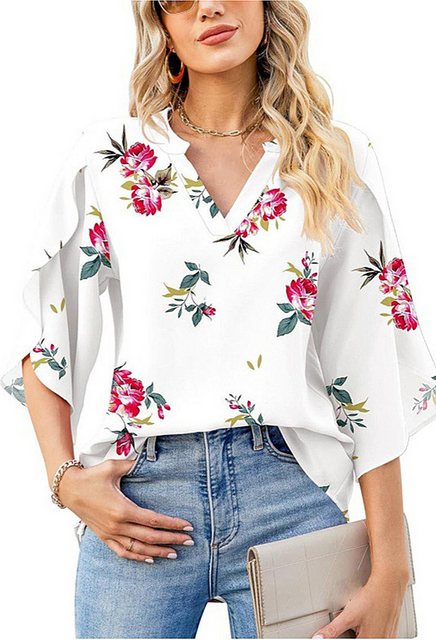 CHENIN Kurzarmbluse Damen Sommer Tops V-Ausschnitt Kurzarm Shirt Casual Top günstig online kaufen