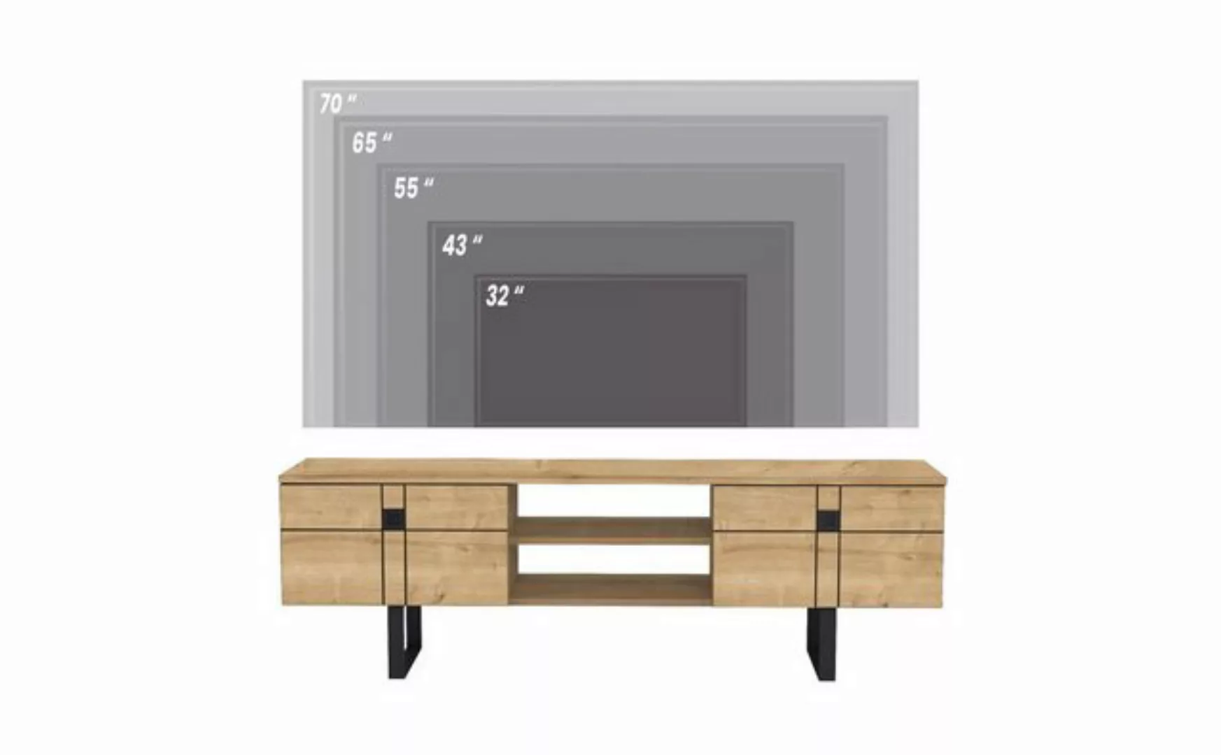 DEMA Home TV-Schrank Lowboard Zeus, Breite 160 cm, Fernseher bis zu 32-70 Z günstig online kaufen