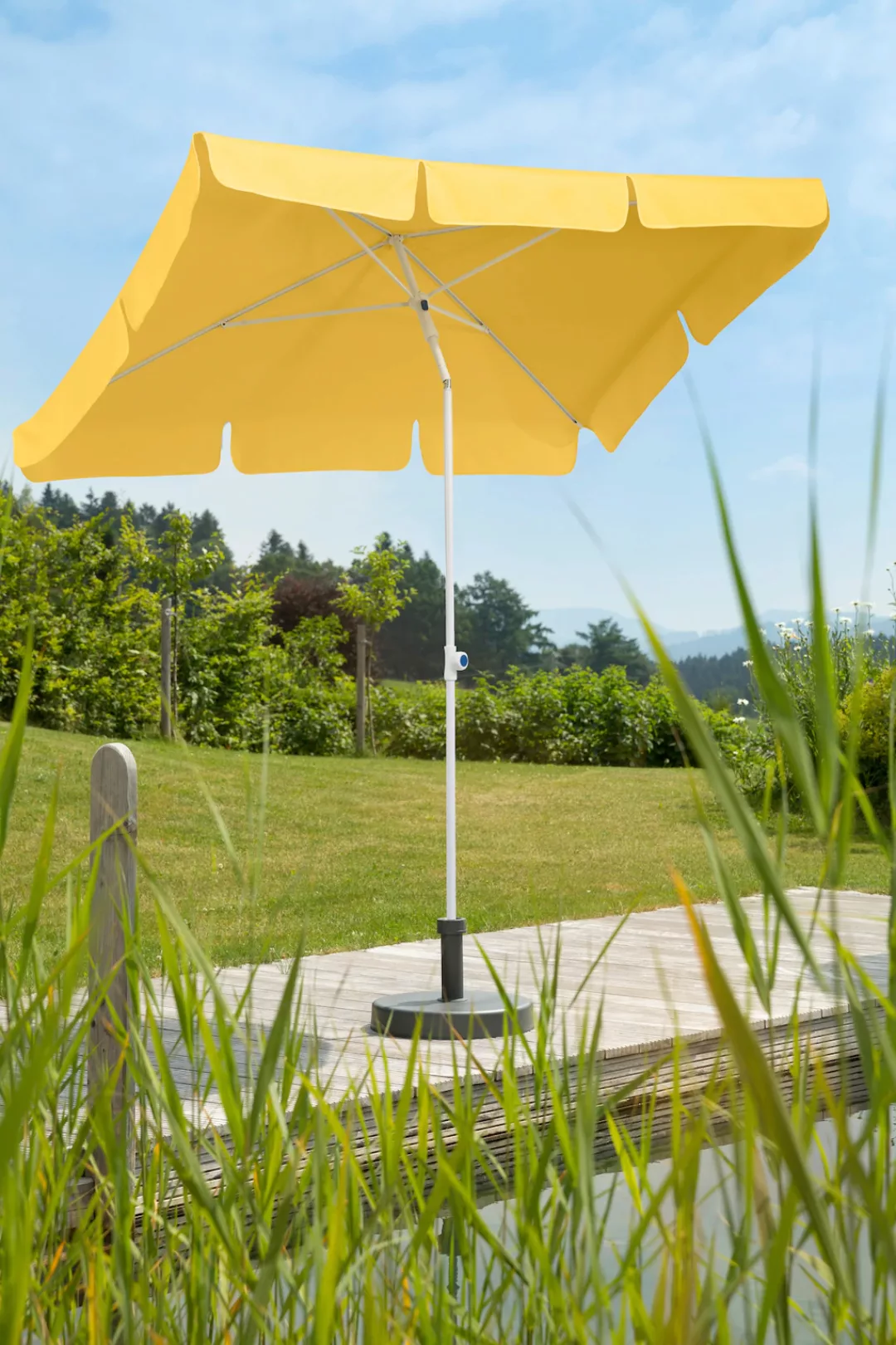 Schneider Balkonschirme Ibiza 180 cmx 120 cm Blau mit Push-Up Mechanik günstig online kaufen