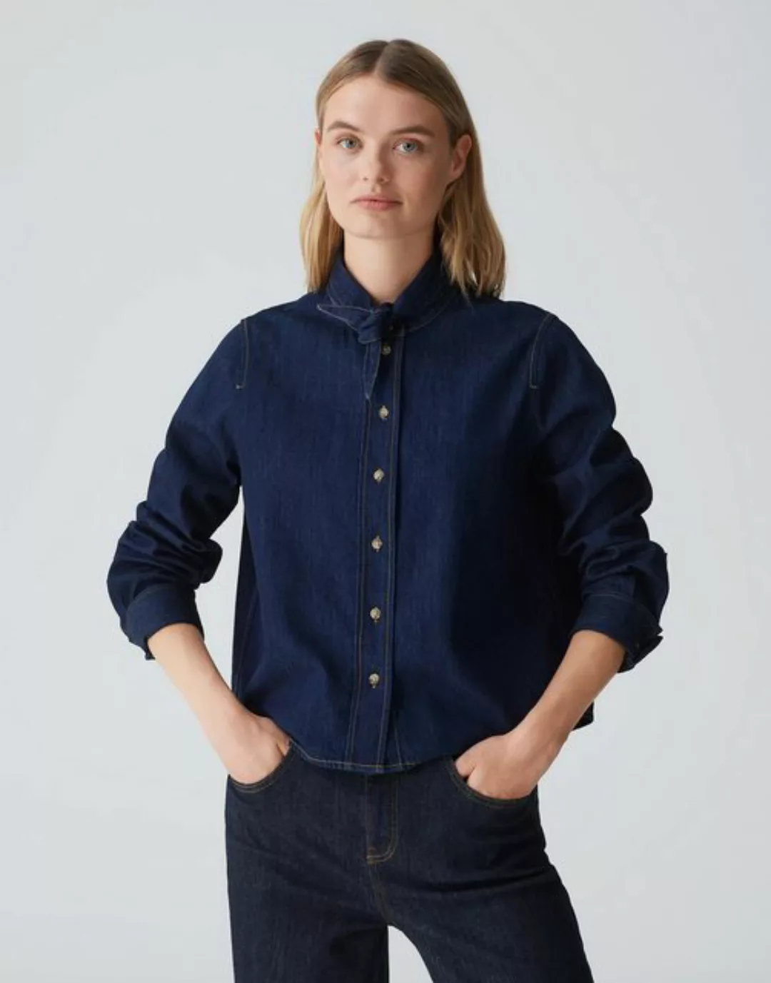 OPUS Jeansbluse Farilla weite Passform Soft Denim günstig online kaufen